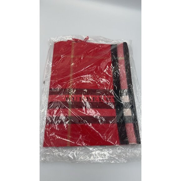 Burberry Giant Check Cashmere Scarf Bright Military Red 168*30cm - Picture 9 of 10